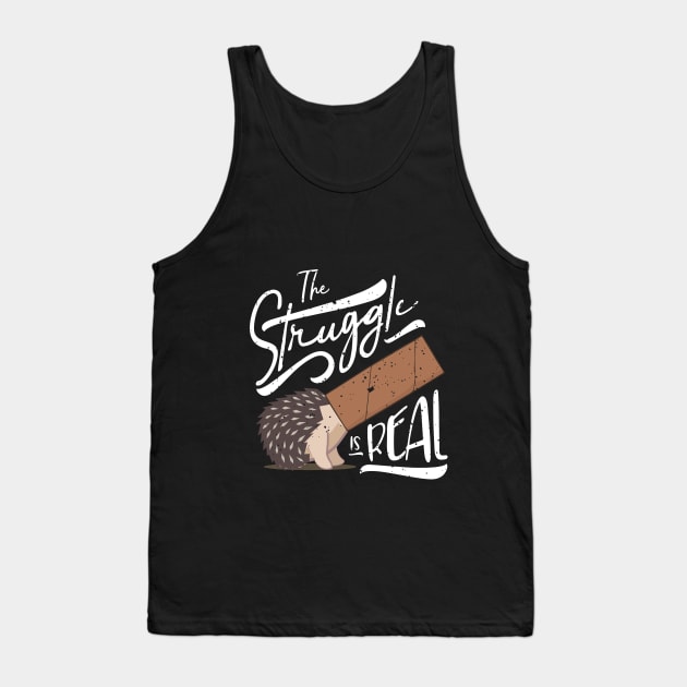 The Struggle Is Real Funny Hedgehog Vintage Graphic Tank Top by GDLife